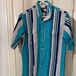 Wrangler Blue and White Striped Men's Shirt